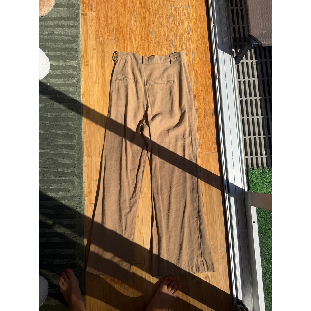 Miou Muse High-Waisted Pleated Wide Leg Trouser Pants – Camel/Tan – size xs - Picture 2 of 3